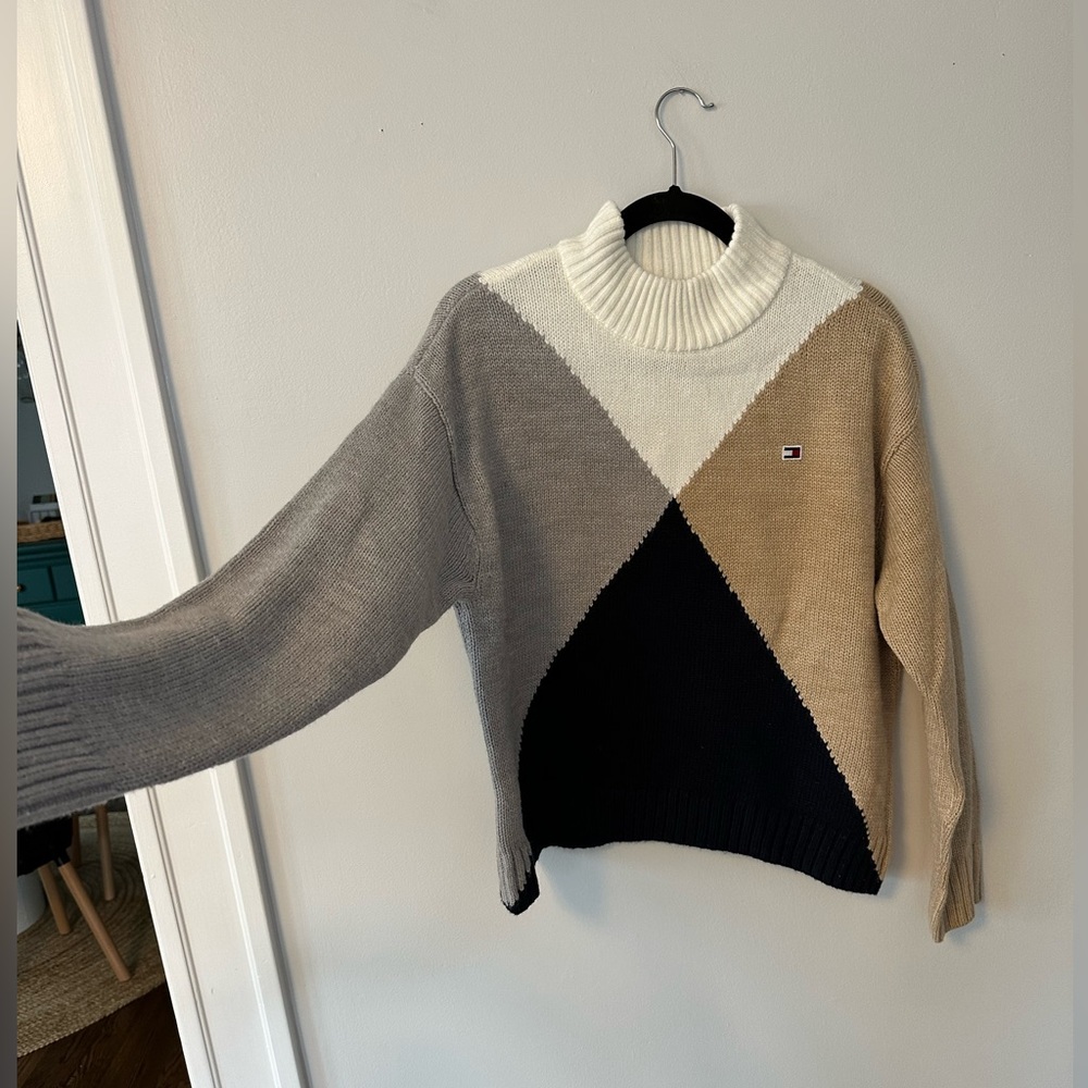 Tommy Hilfiger Turtleneck Multi Color-Block Trian… - image 2